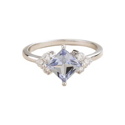 Juvetti Women's Blue / White / Silver Amore White Gold Ring Ceylon Blue Sapphire & Diamond In Blue/white/silver