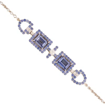 Juvetti Women's Blue / White / Silver Ciceris Bracelet In Ceylon Blue Sapphire & Diamond In Metallic