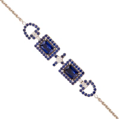 Juvetti Women's Blue / White / Silver Ciceris White Gold Bracelet In Blue Sapphire & Diamond