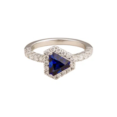 Juvetti Women's Blue / White / Silver Diana Ring In Blue Sapphire & Diamond In Blue/white/silver
