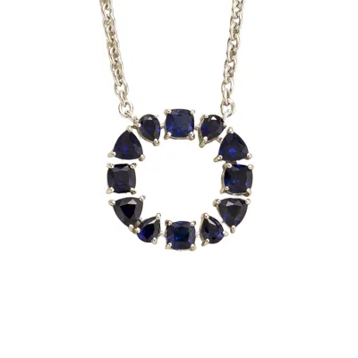 Juvetti Women's Blue / White / Silver Glorie Necklace In Blue Sapphire Set In White Gold In Metallic