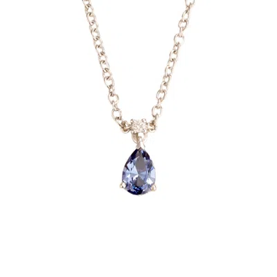 Juvetti Women's Blue / White / Silver Ori Small Pendant Necklace In Ceylon Blue Sapphire And Diamond In Metallic