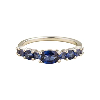 Juvetti Women's Blue / White / Silver Petra Ring In Blue Sapphire Set In White Gold