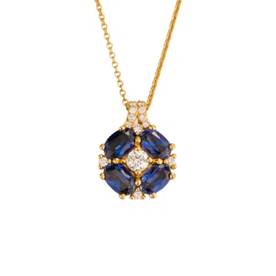 Juvetti Women's Blue / White / Silver Pristi Gold Necklace With Diamond & Blue Sapphire