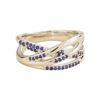 Juvetti Women's Blue / White / Silver Val Ring In Blue Sapphire Set In White Gold