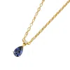 Juvetti Women's Blue / Yellow / White Ori Small Gold Pendant Necklace Blue Sapphire & Diamond In Multi
