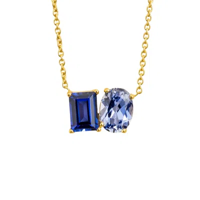 Juvetti Women's Gold / Blue Buchon Gold Necklace Set With Blue Sapphire In Multi