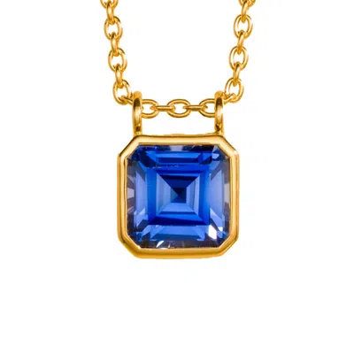 Juvetti Women's Gold / Blue Margo Gold Necklace Set With Blue Sapphire