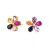 Juvetti Women's Gold / Blue / Pink Florea Gold Earrings Diamonds, Blue Sapphire, Pink Sapphire & Champagne S In Multi