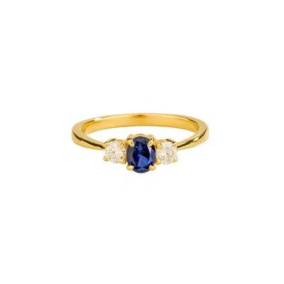 Juvetti Women's Gold / Blue / White Boble Gold Ring Set With Blue Sapphire & Diamonds