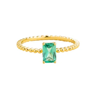 Juvetti Women's Gold / Green / Blue Buchon Gold Ring Set With Paraiba Sapphire