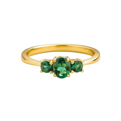 Juvetti Women's Gold / Green Boble Ring In Emerald Set In Gold