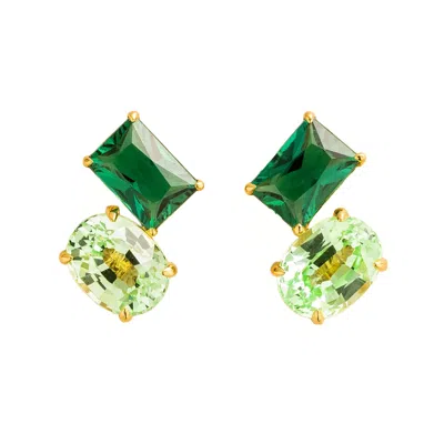 Juvetti Women's Gold / Green Buchon Gold Earrings In Emerald & Green Sapphire