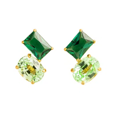 Juvetti Women's Gold / Green Buchon Gold Earrings In Emerald & Green Sapphire In Multi
