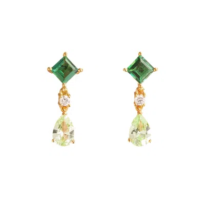 Juvetti Women's Gold / Green Emeralds Green Sapphires And Diamonds Ori Earrings