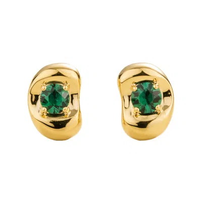Juvetti Women's Gold / Green Fava Earrings In Emerald