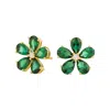 Juvetti Women's Gold / Green Florea Earrings In Emerald & Diamonds In Multi
