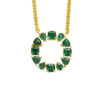 Juvetti Women's Gold / Green Glorie Necklace In Emerald Set In Gold