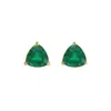 Juvetti Women's Gold / Green Trillion Gold Earrings Set With Emeralds In Gold