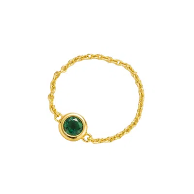 Juvetti Women's Gold / Green Unir Ring In Emerald Set In Gold