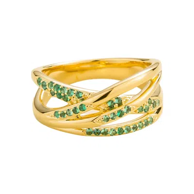 Juvetti Women's Gold / Green Val Ring In Emerald Set In Gold In Multi