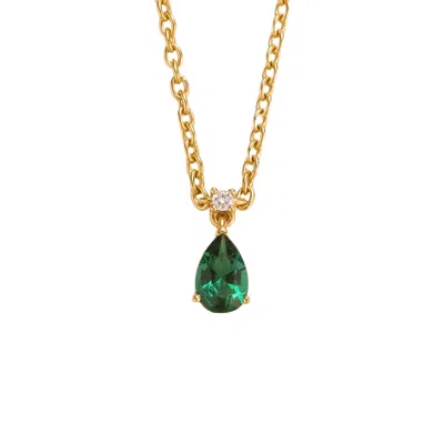 Juvetti Women's Gold / Green / White Ori Small Gold Pendant Necklace In Emerald & Diamond In Multi