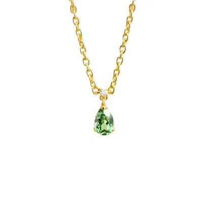 Juvetti Women's Gold / Green / White Ori Small Pendant Necklace In Green Sapphire & Diamond Set In Gold