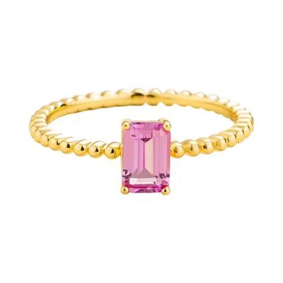 Juvetti Women's Gold / Pink Buchon Ring In Pink Sapphire Set In Gold In Multi