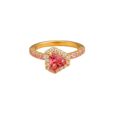 Juvetti Women's Gold / Pink / Orange Diana Gold Ring With Padparadscha, Pink Sapphires & Diamonds