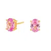 Juvetti Women's Gold / Pink Ovo Gold Earrings Set With Pink Sapphire In Multi