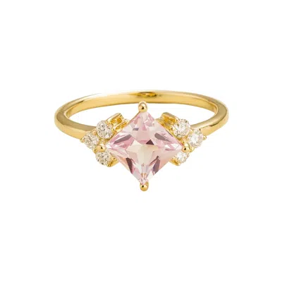Juvetti Women's Gold / Pink / Purple Amore Gold Ring Pink Sapphire & Diamond
