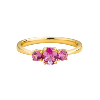 Juvetti Women's Gold / Pink / Purple Boble Ring In Pink Sapphire Set In Gold In Gray