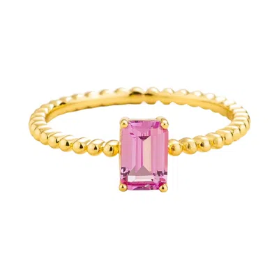 Juvetti Women's Gold / Pink / Purple Buchon Ring In Pink Sapphire Set In Gold
