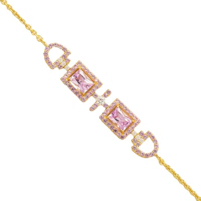 Juvetti Women's Gold / Pink / Purple Ciceris Gold Bracelet In Pink Sapphire & Diamond