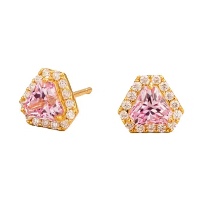Juvetti Women's Gold / Pink / Purple Diana Gold Earrings With Pink Sapphires And Diamonds