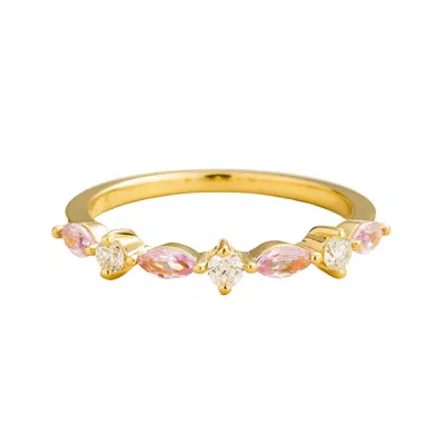 Juvetti Women's Gold / Pink / Purple Markiz Gold Ring In Pink Sapphire & Diamond
