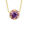 Juvetti Women's Gold / Pink / Purple Melba Gold Necklace Set With Purple Sapphire, Pink Sapphire & Diamond