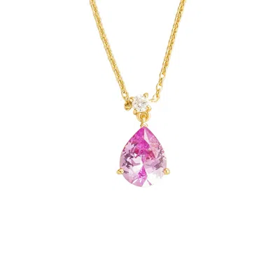 Juvetti Women's Gold / Pink / Purple Ori Medium Pendant Necklace In Pink Sapphire & Diamond Set In Gold