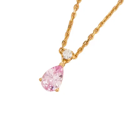 Juvetti Women's Gold / Pink / Purple Ori Small Gold Pendant Necklace Pink Sapphire & Diamond