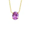 Juvetti Women's Gold / Pink / Purple Ovo Gold Necklace Set With Purple Sapphire