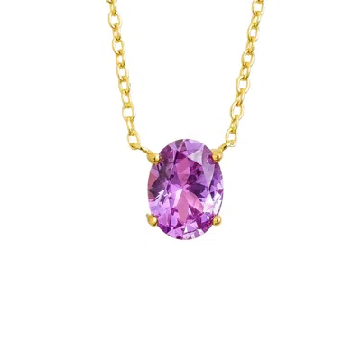 Juvetti Women's Gold / Pink / Purple Ovo Gold Necklace Set With Purple Sapphire