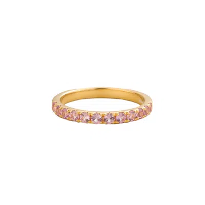Juvetti Women's Gold / Pink / Purple Salto Gold Ring Set With Pink Sapphire