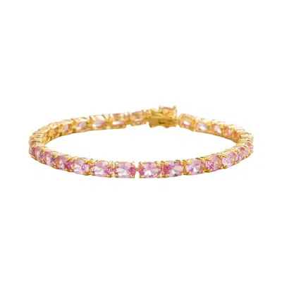 Juvetti Women's Gold / Pink / Purple Salto Gold Tennis Bracelet In Pink Sapphire