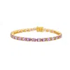 Juvetti Women's Gold / Pink / Purple Salto Gold Tennis Bracelet Set With Purple Sapphire