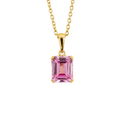 Juvetti Women's Gold / Pink / Purple Thamani Gold Pendant Necklace In Pink Sapphire