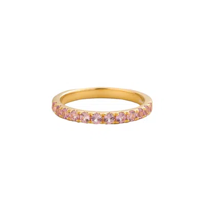 Juvetti Women's Gold / Pink Salto Gold Ring Set With Pink Sapphire In Multi