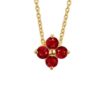 Juvetti Women's Gold / Red Clover Ruby Necklace In Gold In Multi