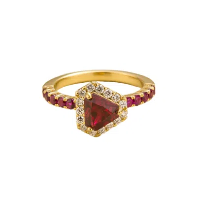 Juvetti Women's Gold / Red Diana Ring In Ruby & Diamond