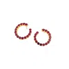 Juvetti Women's Gold / Red Kom Gold Earrings Set With Ruby