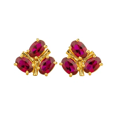 Juvetti Women's Gold / Red Ligna Ruby Earrings In Gold In Pink